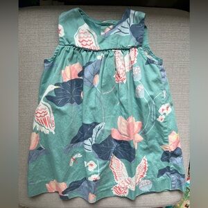 Tea Collection Floral Sleeveless Dress in Green and Pink